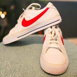 Nike Women’s Court Legacy Leather Sneakers – White University Red